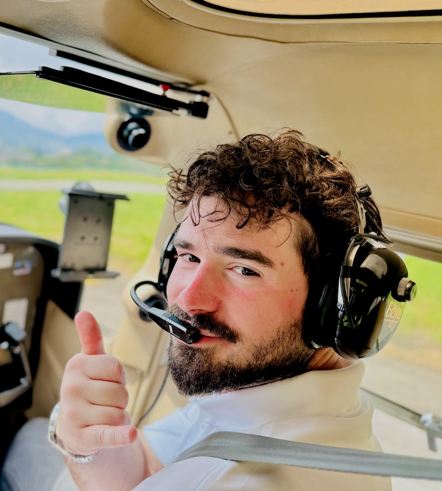 Student pilot planning flight with instructor